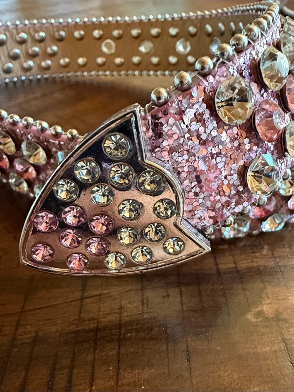 Pink Glitter Western Belt- Bling Cowgirl Rodeo Style - Silver Buckle and Tip